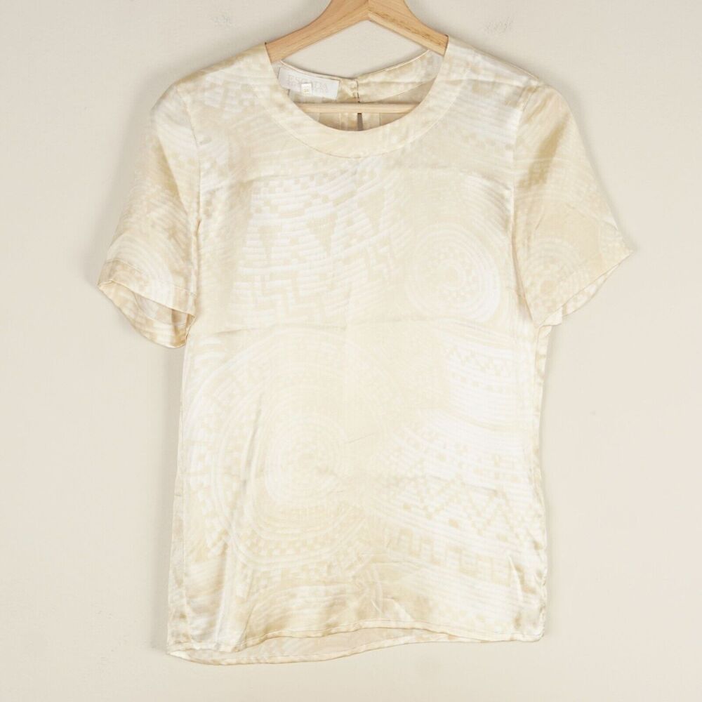 Escada Yellow Silk Short Sleeve Top Womens shirt Sz 34 / XS